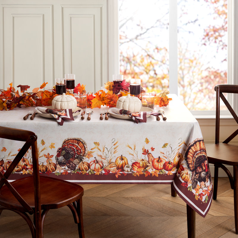 The Holiday Aisle Goldene Rectangle Thanksgiving Turkey Polyester Tablecloth Reviews Wayfair